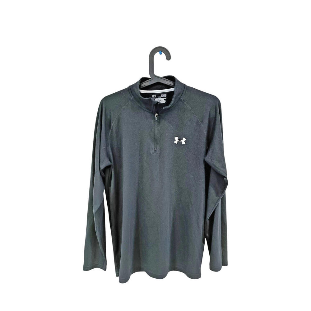 Under Amor Heat Gear  Men S Black Long Sleeve Logo Casual M6